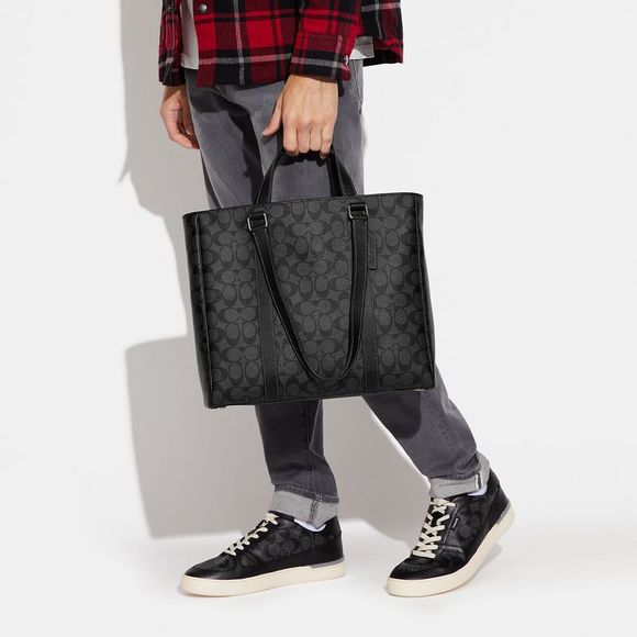 NWT Coach Outlet Hudson Double Handle Tote Bag In Signature Canvas - Picture 4 of 6